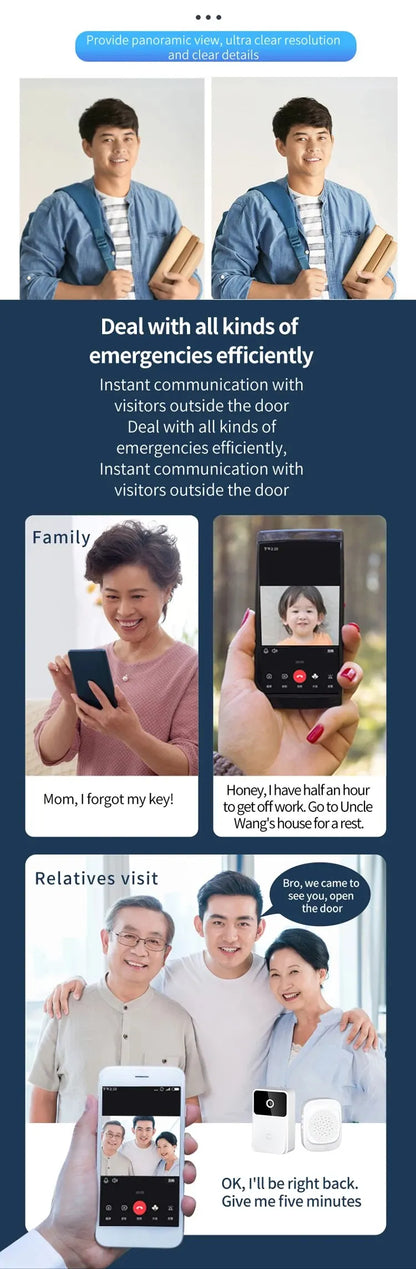 Sonnette Vidéo Sans Fil WiFi – Sécurité Intelligente pour Votre Entrée